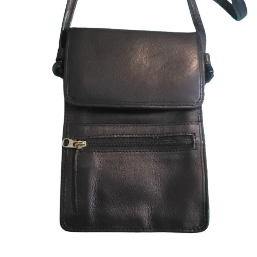 Crossbody Bag Black Leather Small Like Wristlet Unisex